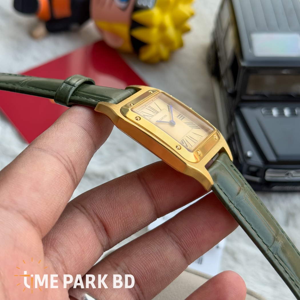 Cartier Santos | Master Grade Japan Movement | Quartz Movement | Sunflorwer Body White dial | Green belt_img_5