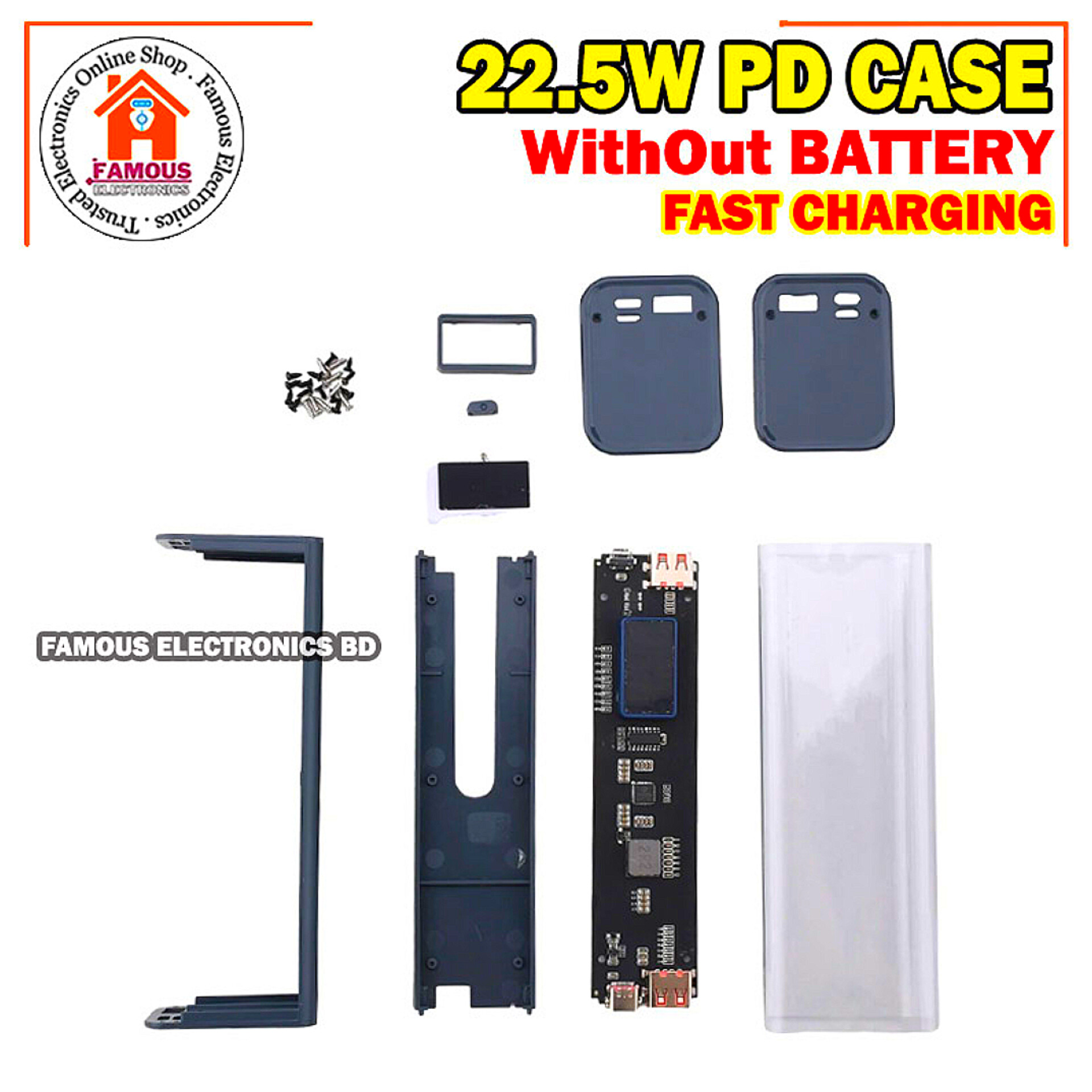 Professional PD22.5W DIY Battery Charger Case Fast Charging Case for 8PCS 18650 Polymer 20000mA Battery Charging Power Bank Box Battery Charger (Without Battery)_img_4