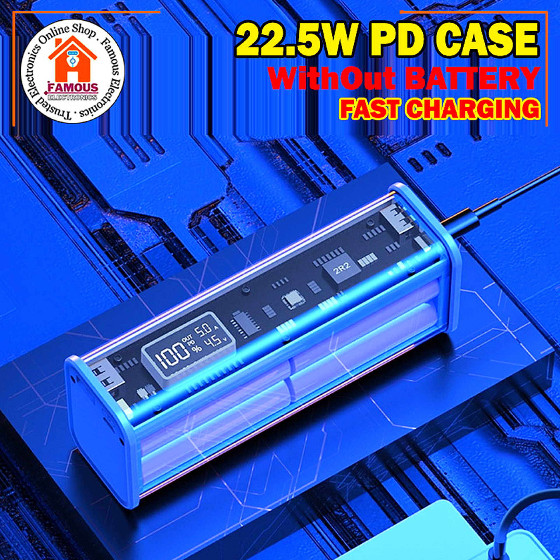 Professional PD22.5W DIY Battery Charger Case Fast Charging Case for 8PCS 18650 Polymer 20000mA Battery Charging Power Bank Box Battery Charger (Without Battery)_img_6
