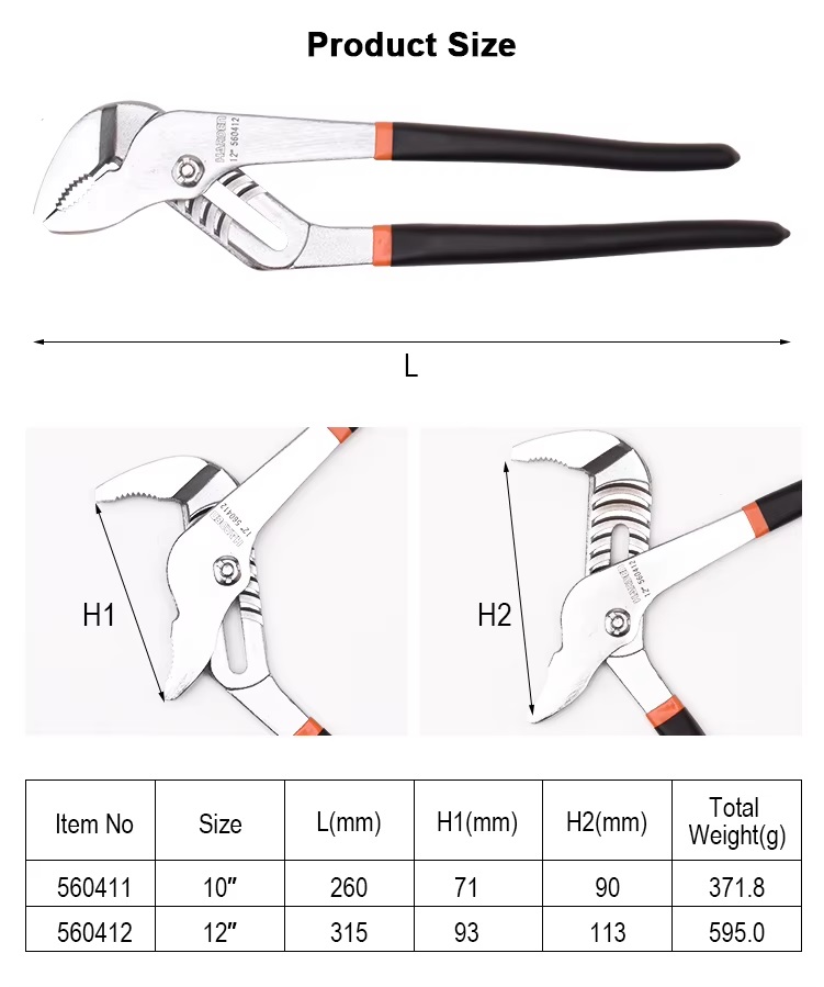 HARDEN Groove Joint Water Pump Plier ( 10 inch | 12 inch), Monkey Plier, Chrome Vanadium Professional; Model: 560411 | 560412_img_6