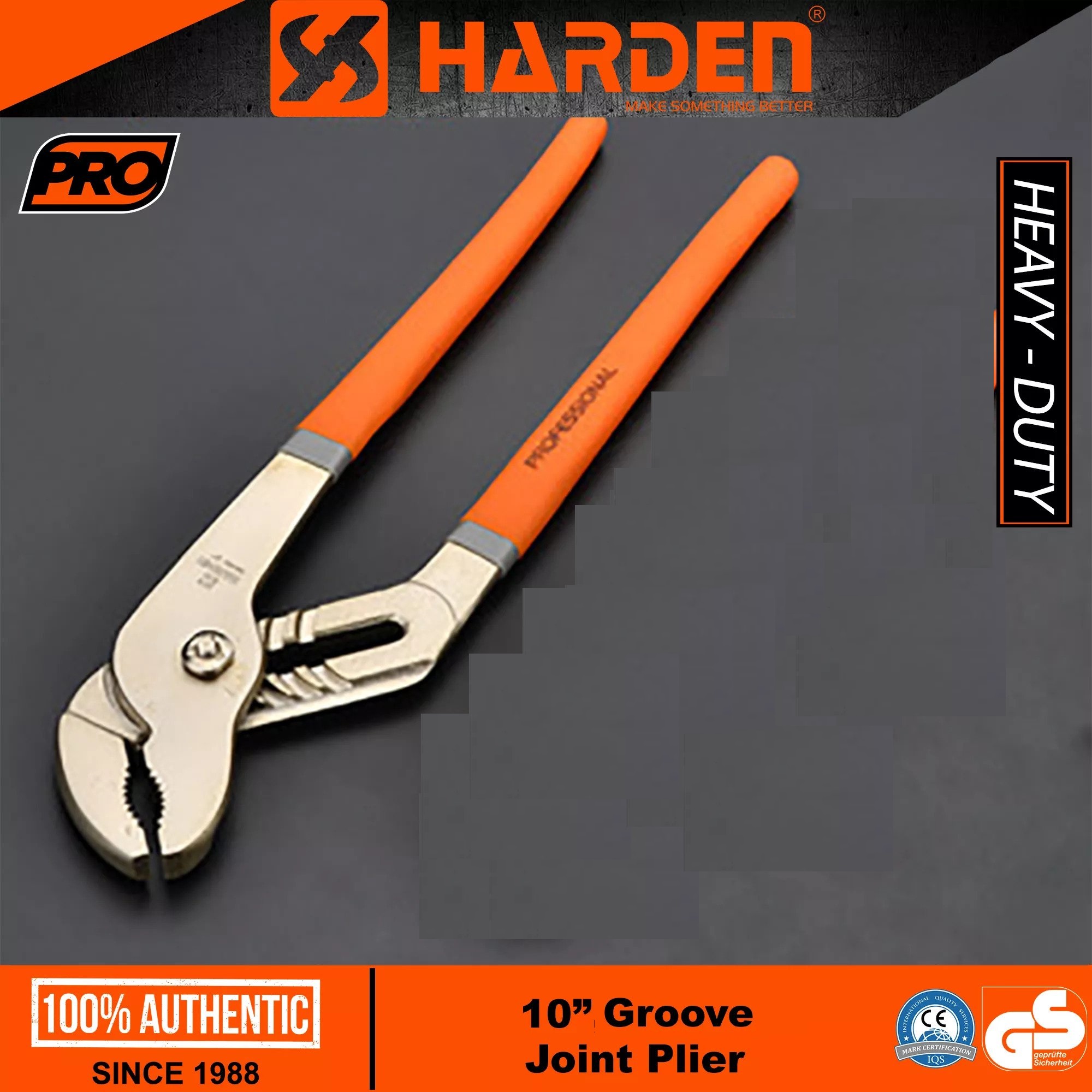 HARDEN Groove Joint Water Pump Plier ( 10 inch | 12 inch), Monkey Plier, Chrome Vanadium Professional; Model: 560411 | 560412