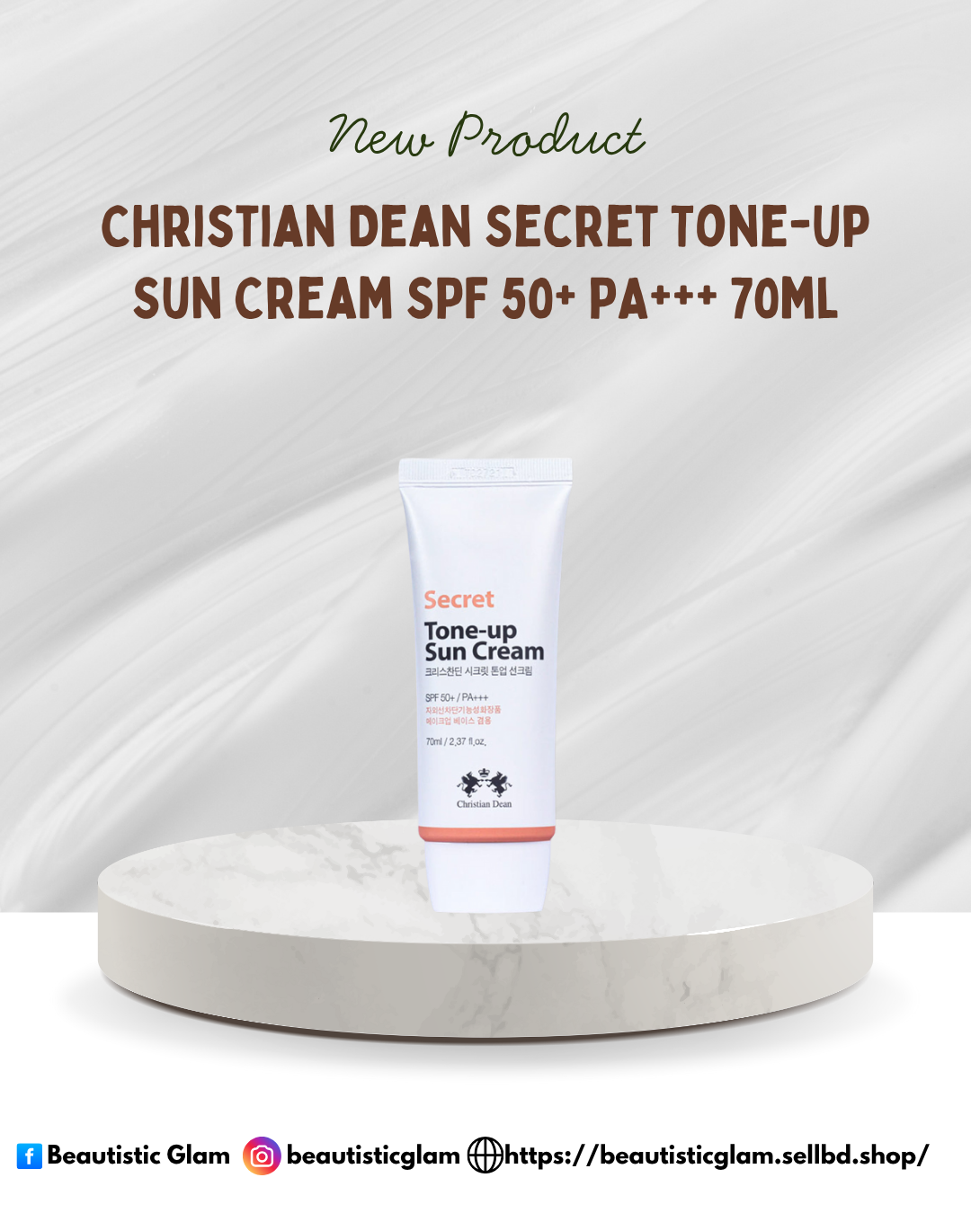 Christian Dean Secret Tone-up Sun Cream SPF 50+ PA+++ 70ml