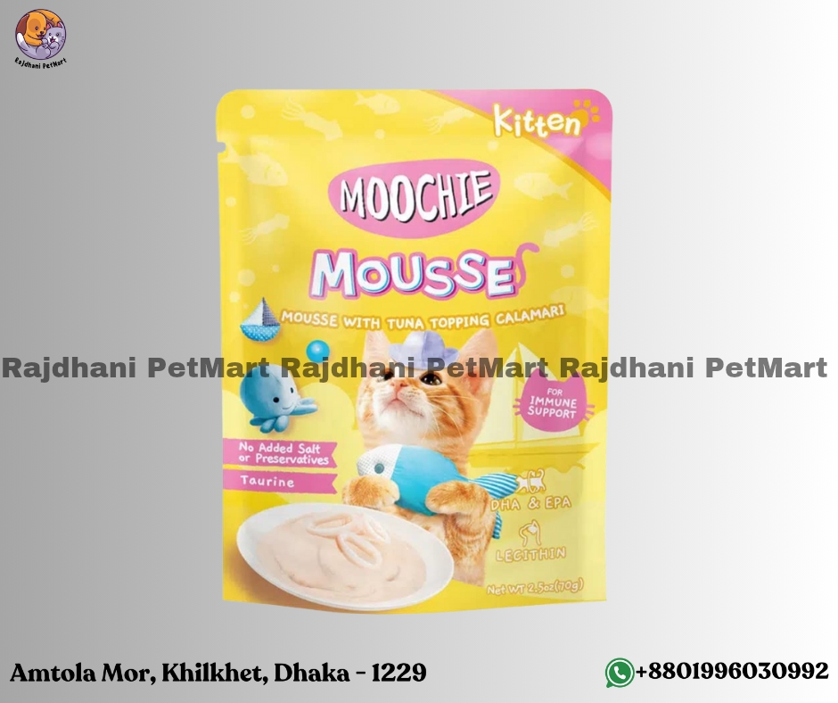 Moochie Kitten Mousse with Tuna Topping Calamari Wet Cat Food – 70 g