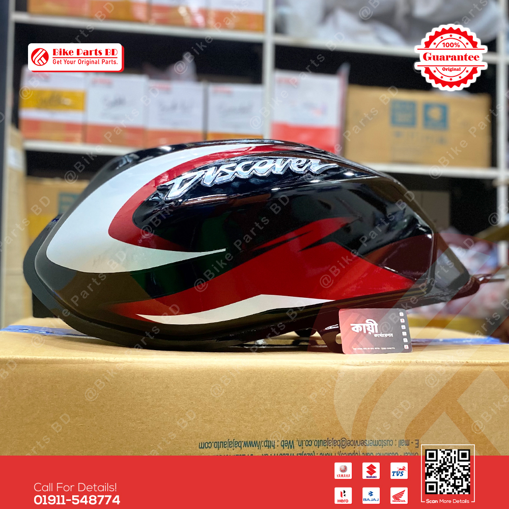 Fuel Tank for Bajaj Discover 125 Black-Red bike._img_1