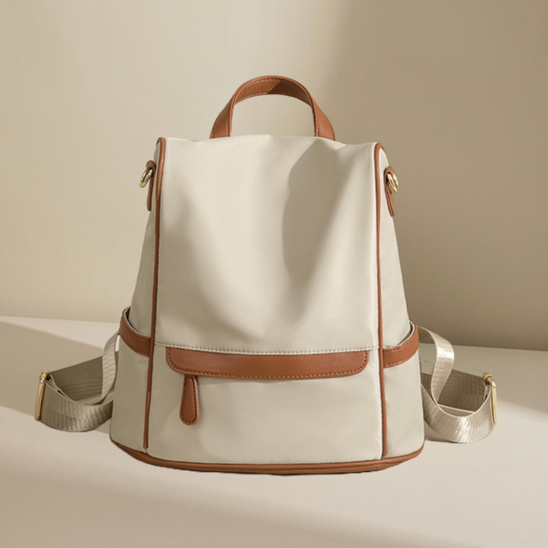 New Design Women Backpack Nylon Waterproof Anti-Theft Travel Bagpack(Apricot) (CHINA)_img_0