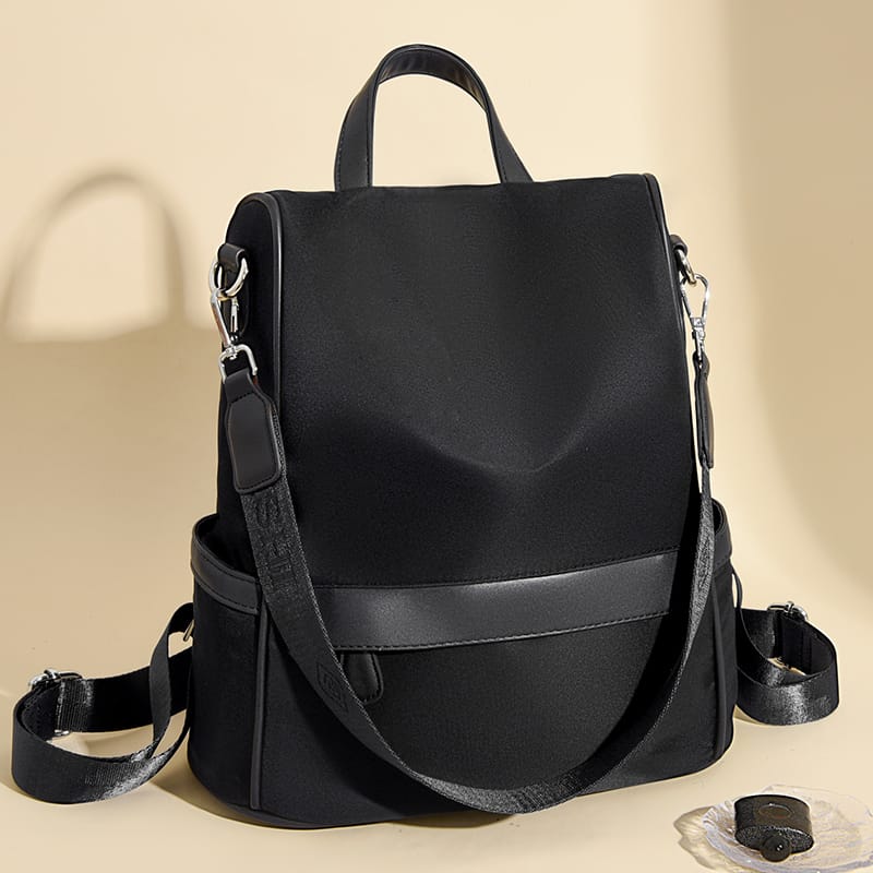 New Design Women Backpack Nylon Waterproof Anti-Theft Travel Bagpack(black) (china)_img_0