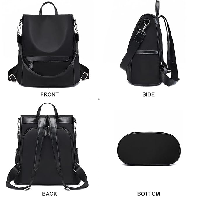 New Design Women Backpack Nylon Waterproof Anti-Theft Travel Bagpack(black) (china)_img_4