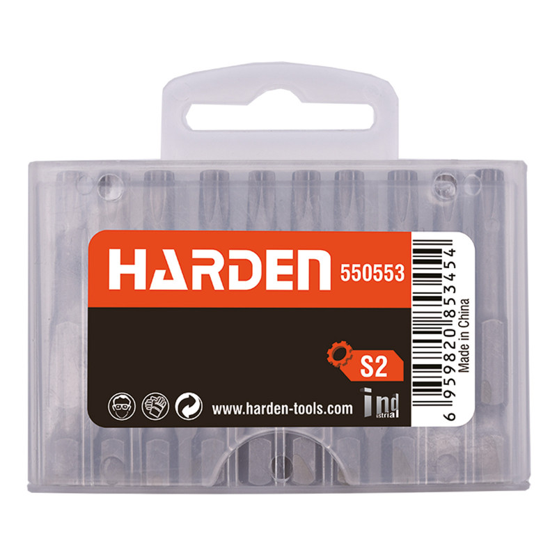 HARDEN Flat Screwdriver Bits Set 10 Pcs – Magnetic ( SL3x50mm | SL6x50mm ) with Plastic Box; Model 550553 | 550566