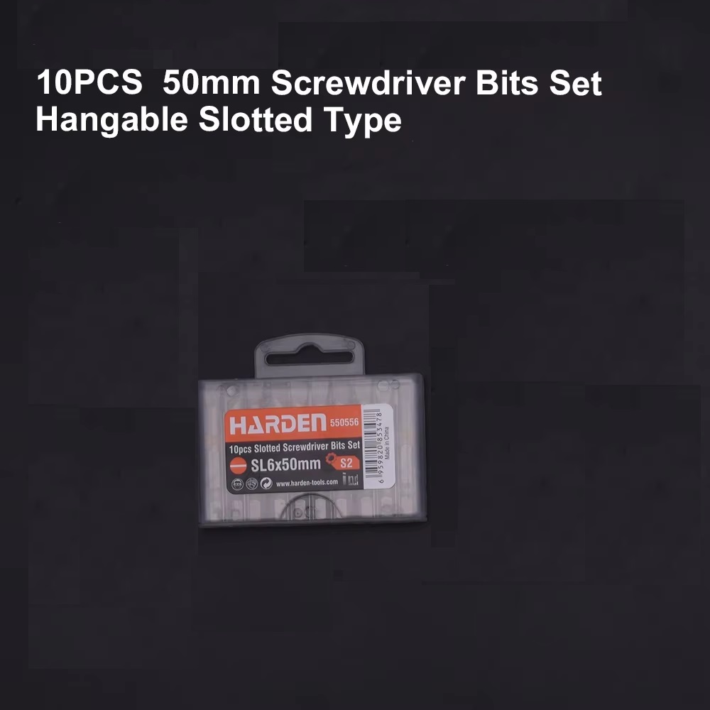 HARDEN Flat Screwdriver Bits Set 10 Pcs – Magnetic ( SL3x50mm | SL6x50mm ) with Plastic Box; Model 550553 | 550566_img_3