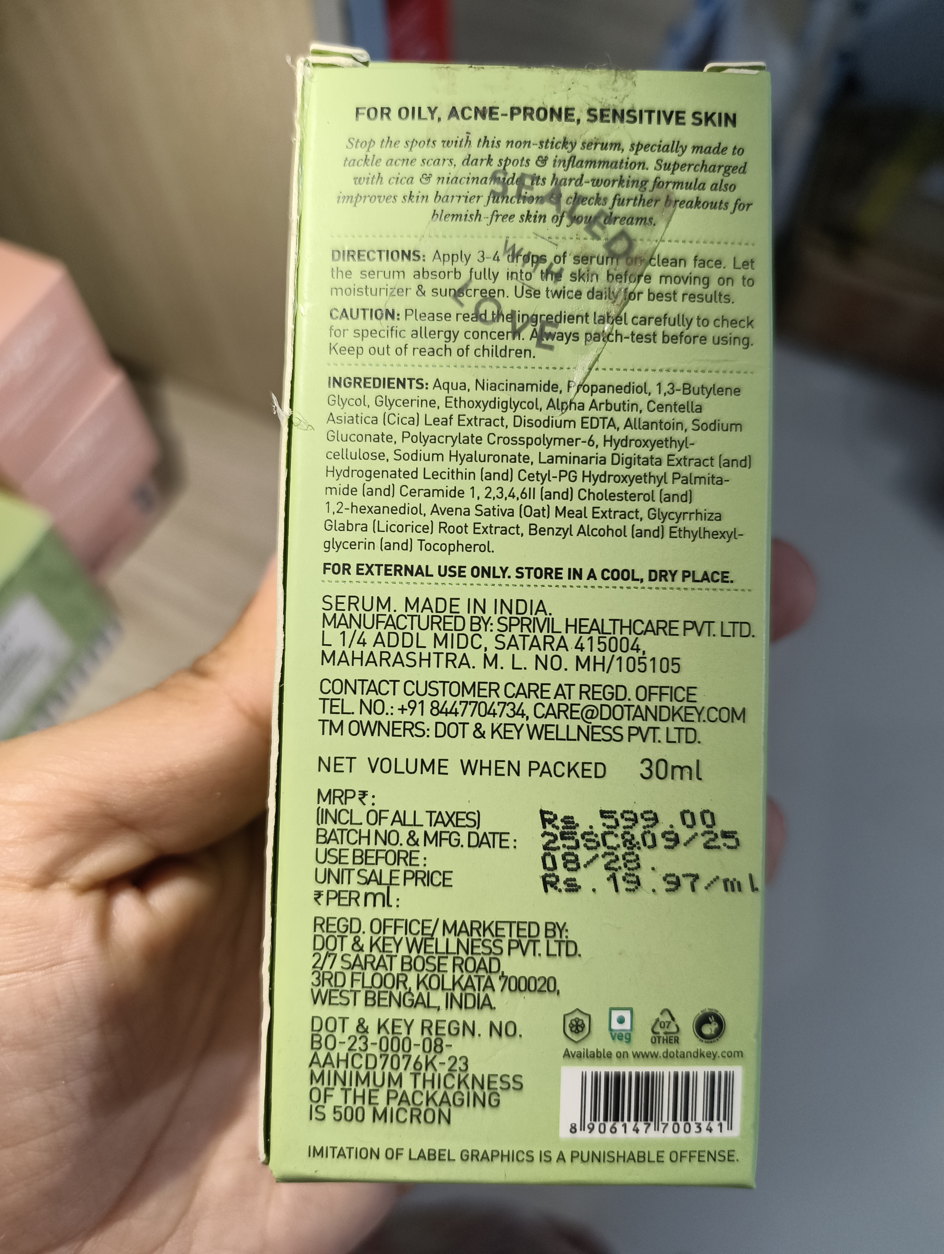 Dot & Key Cica + 10% Niacinamide Spot Reduction Face Serum With Alpha Arbutin - 30ml_img_1