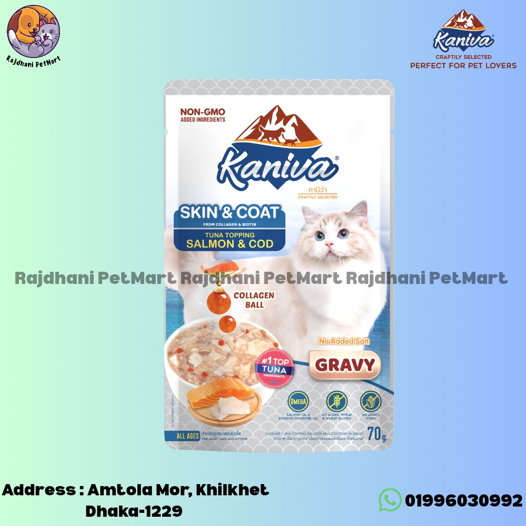 Kaniva Skin and Coat Collagen Ball Tuna Topping Salmon & COD Gravy 70g