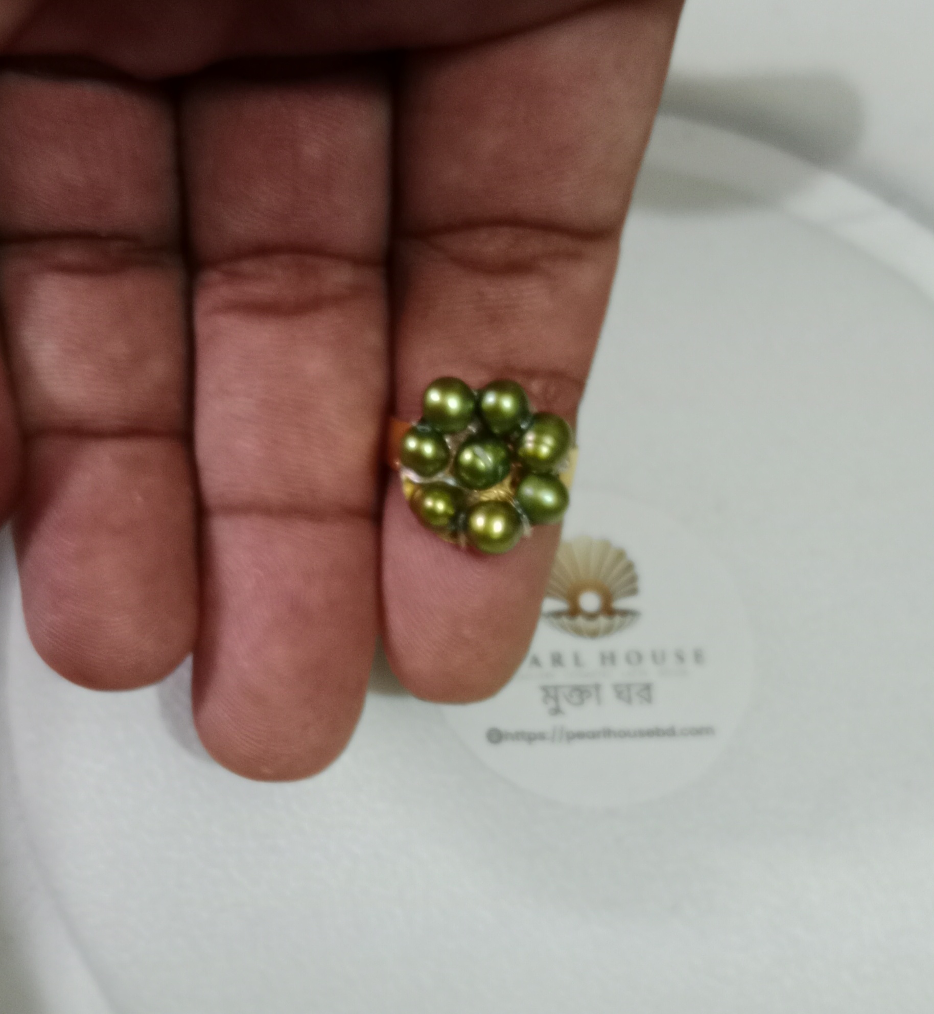 Green Pearl Adjustable Finger ring_img_1