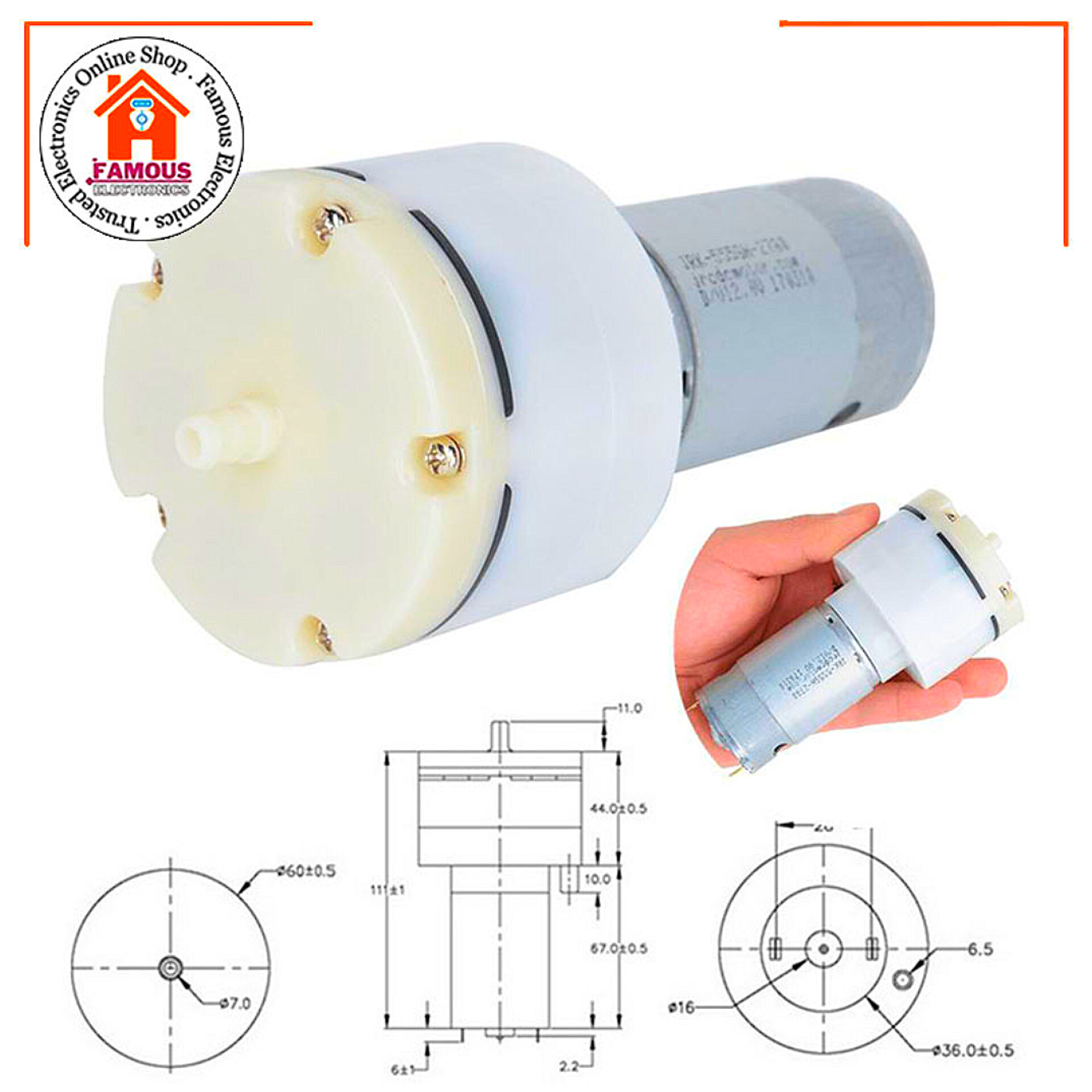 DC 12V Micro Vacuum Pump | 12W Low Noise Air Pump | Negative Pressure Mute Pump for Medical & Fish Tank Aeration_img_1