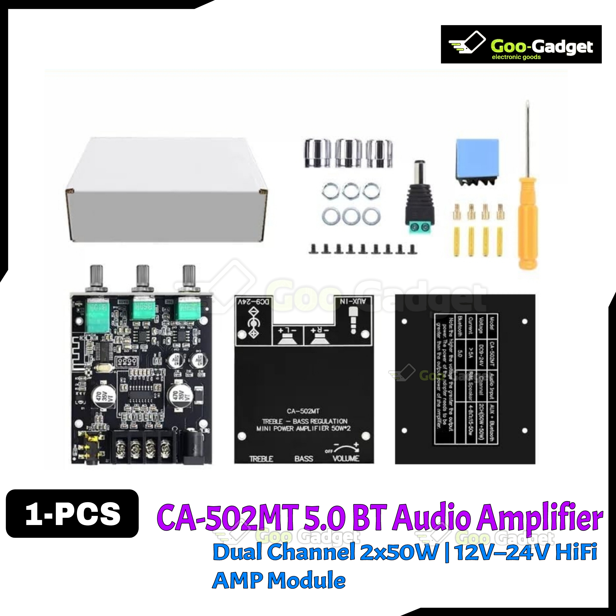 CA-502MT 5.0 Bluetooth Digital Audio Amplifier Board | Dual Channel 2x50W | 12V–24V HiFi AMP Module_img_1