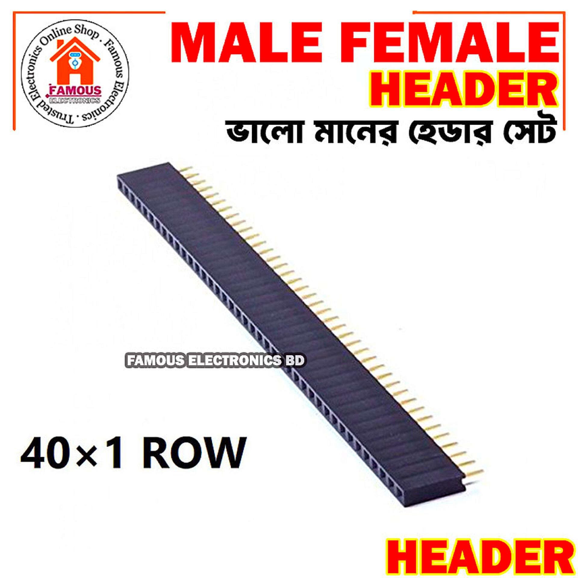 40 Pin 2.54mm Single Row Straight Male + Female Pin Header Strip black_img_4