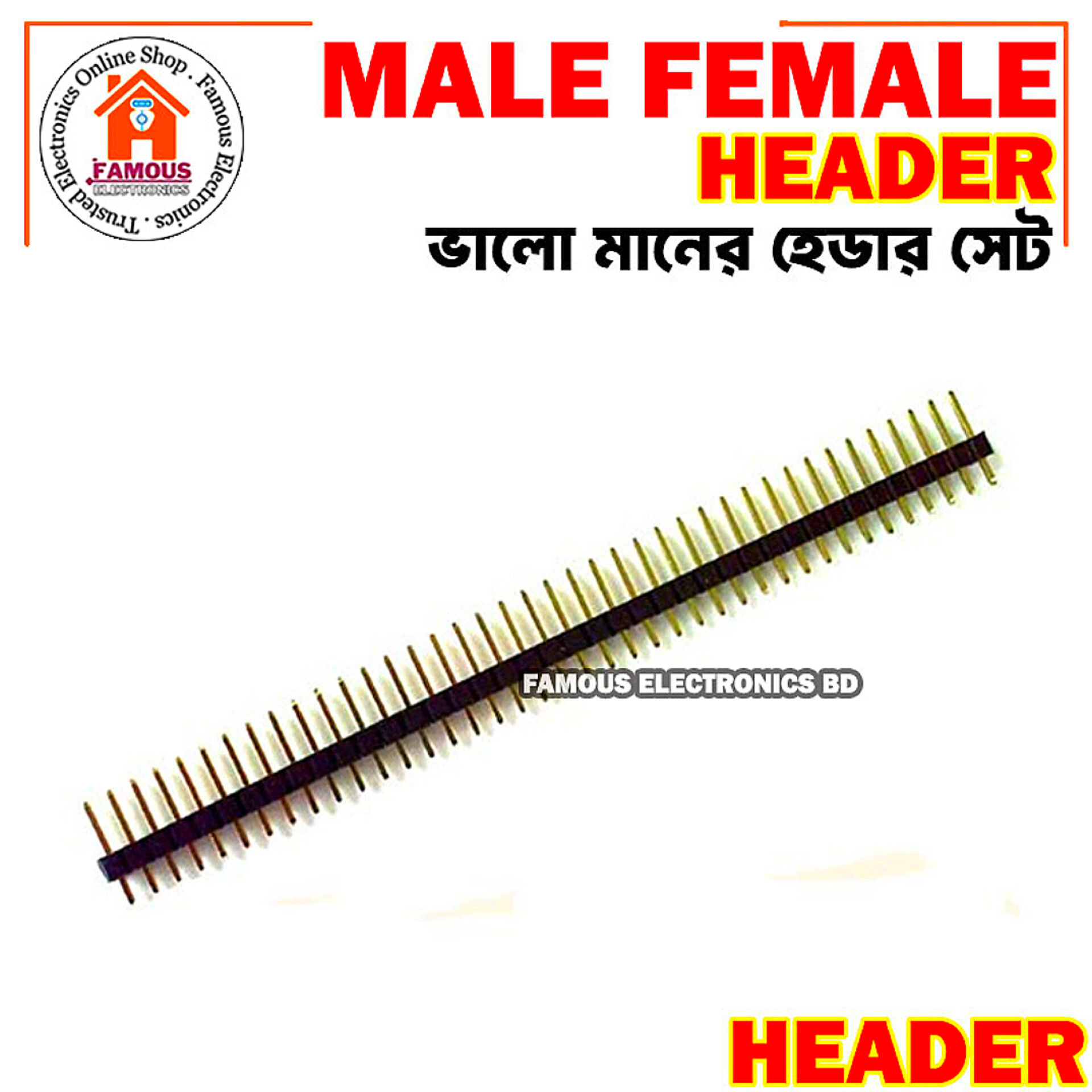 40 Pin 2.54mm Single Row Straight Male + Female Pin Header Strip black_img_5