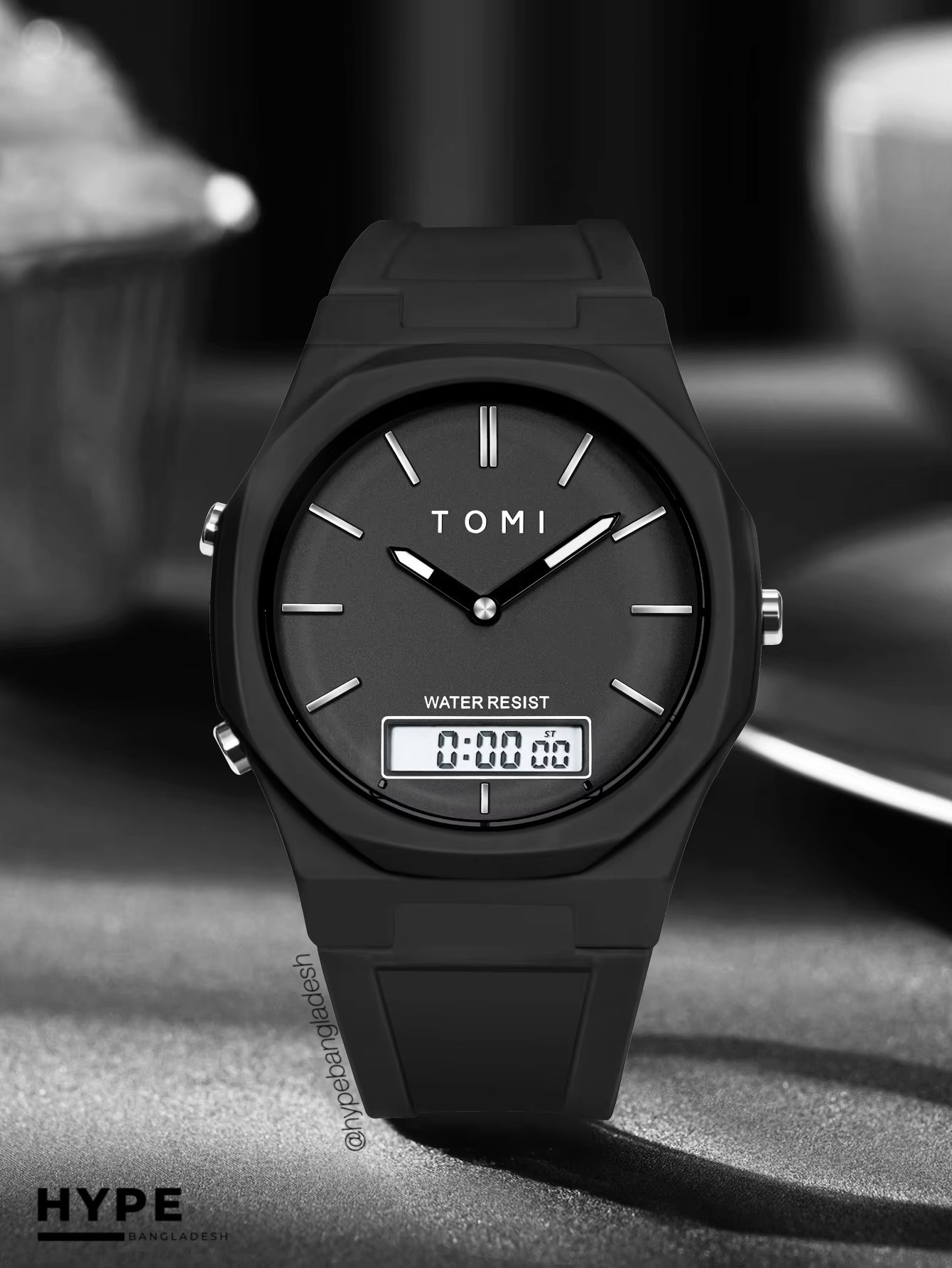 TOMI T-238 Dual Time Sports Watch (Black)_img_0