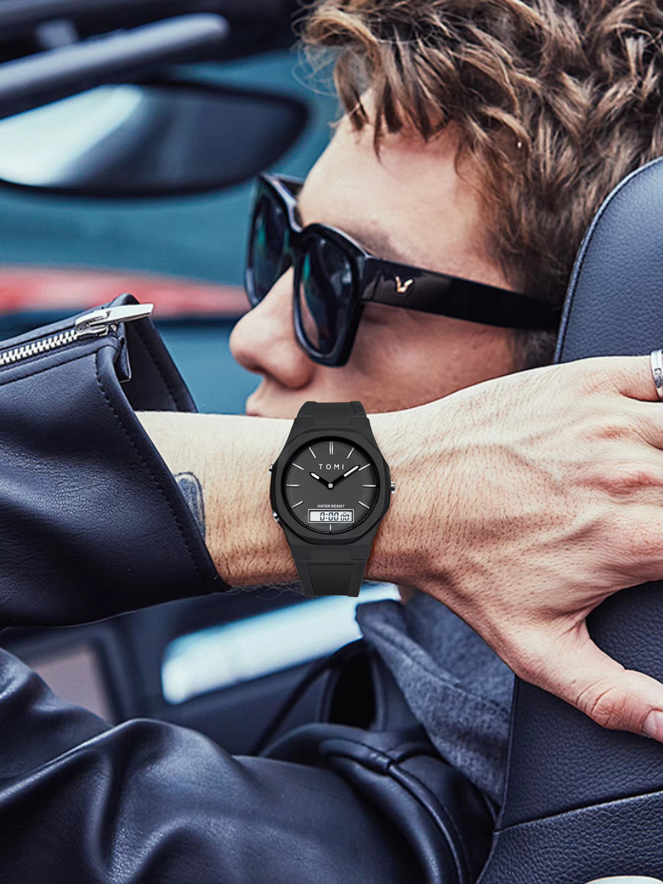 TOMI T-238 Dual Time Sports Watch (Black)_img_3