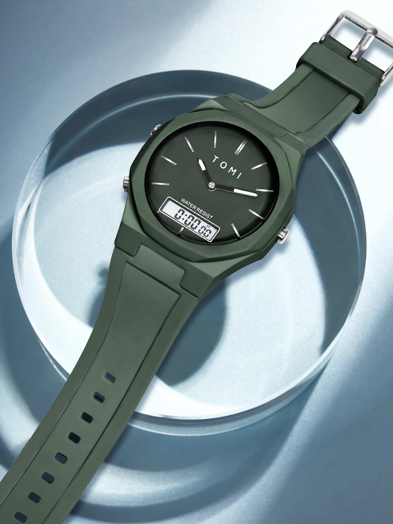 TOMI T-238 Dual Time Sports Watch (Green)_img_2