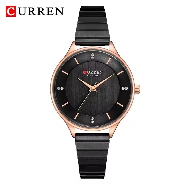 curren 9041 Ladies Chain Watch- Black Dial- Black Bezel- Black Chain- TF Code CR083CF_img_0