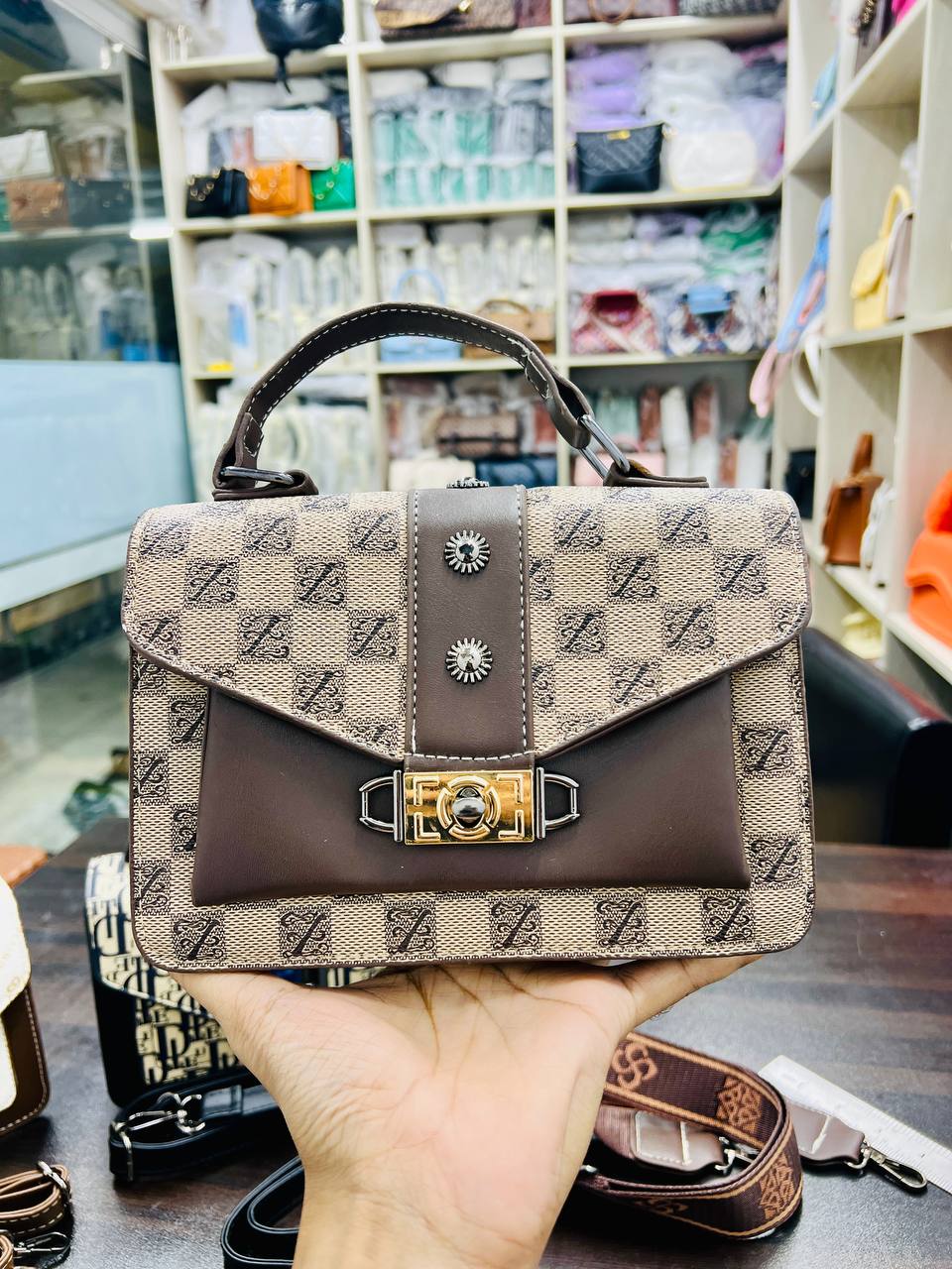 Trendy Fashionable Premium Quality Party Bag Brown (CHINA)_img_0