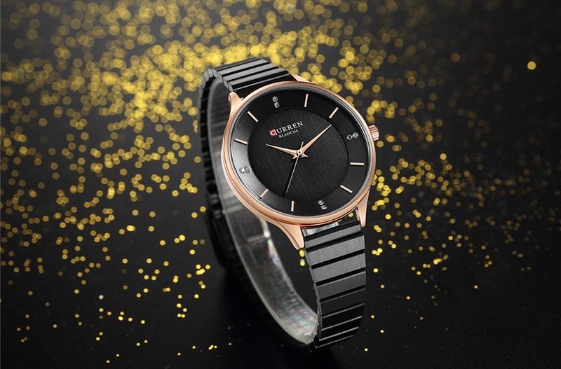 curren 9041 Ladies Chain Watch- Black Dial- Black Bezel- Black Chain- TF Code CR083CF_img_1