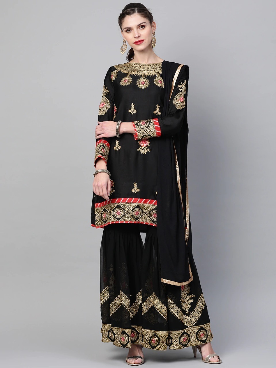 Semi-Stitched Georgette Embroidered Sharara Dress_img_0