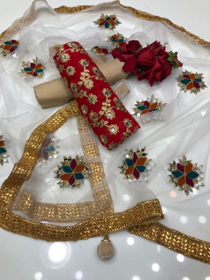 Semi-stitched Georgette Embroidery Three Piece_img_0