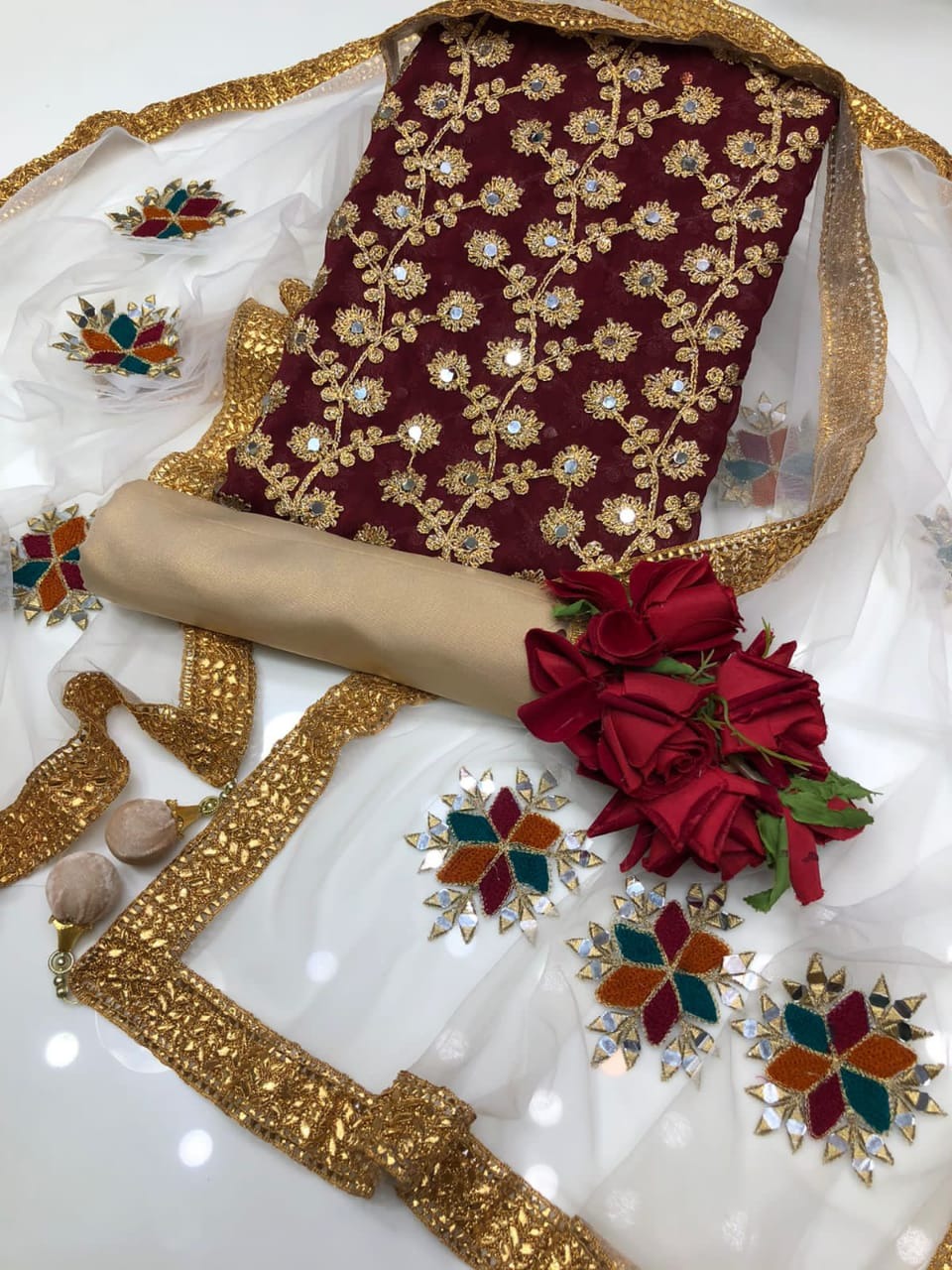 Semi-stitched Georgette Embroidery Three Piece_img_0