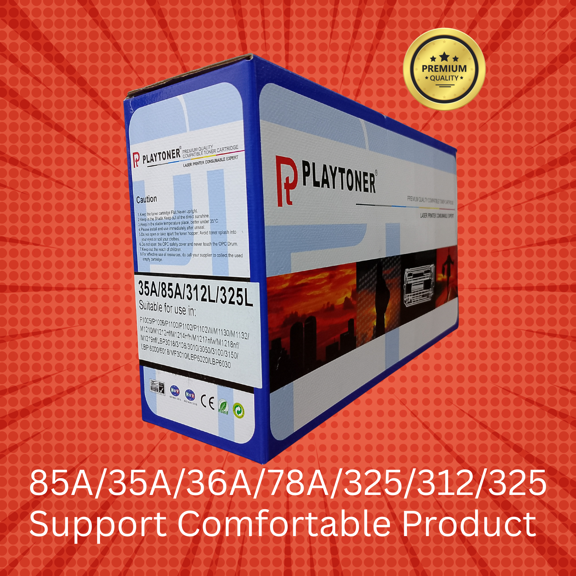 Play BRAND 85A/35A/36A/78A/325/312/325 Compatible Toner for HP & Canon (1102, 6030, 6230, MF3010)