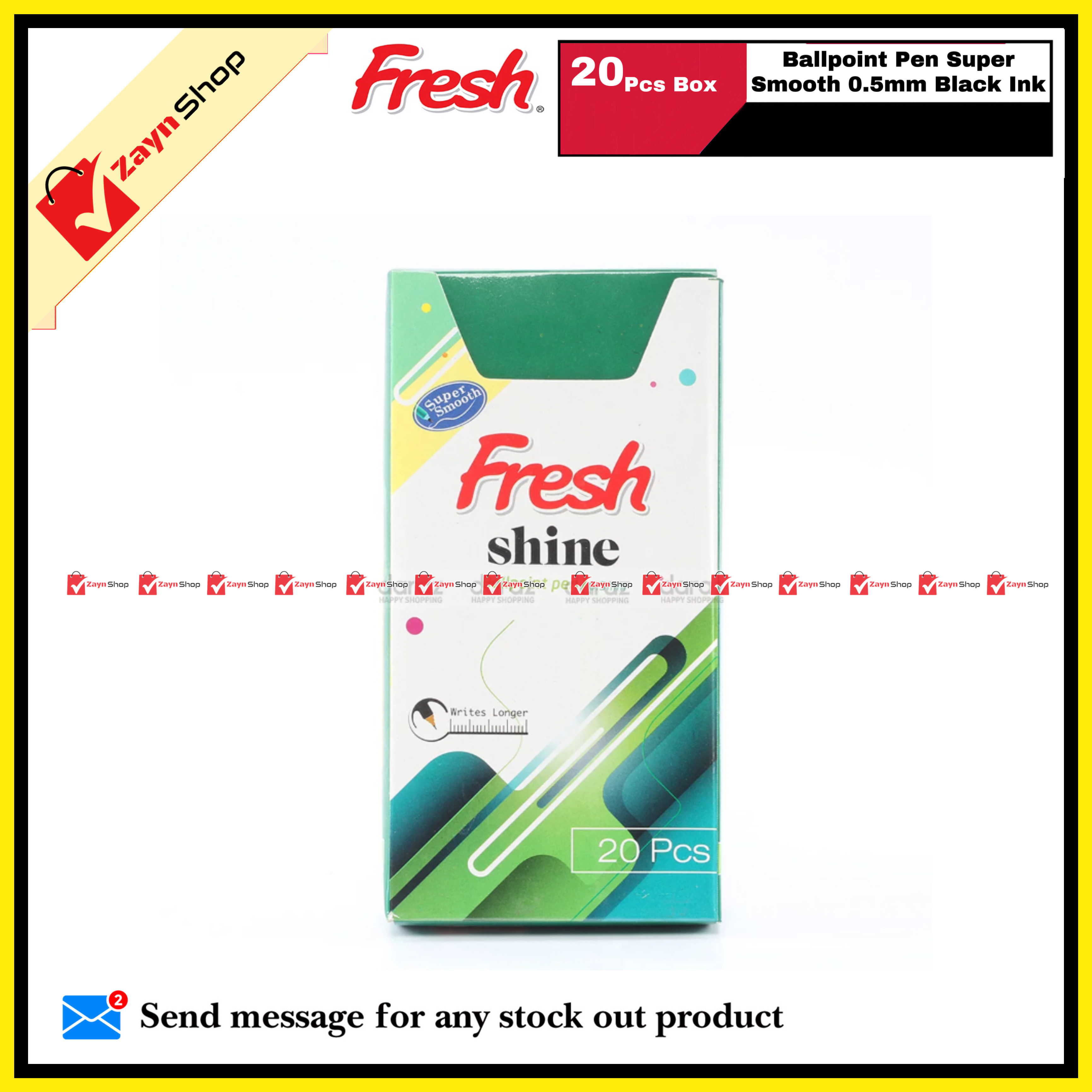 Fresh Shine Ballpoint Pen Super Smooth 0.5mm Black Ink (20 pcs Box)_img_1