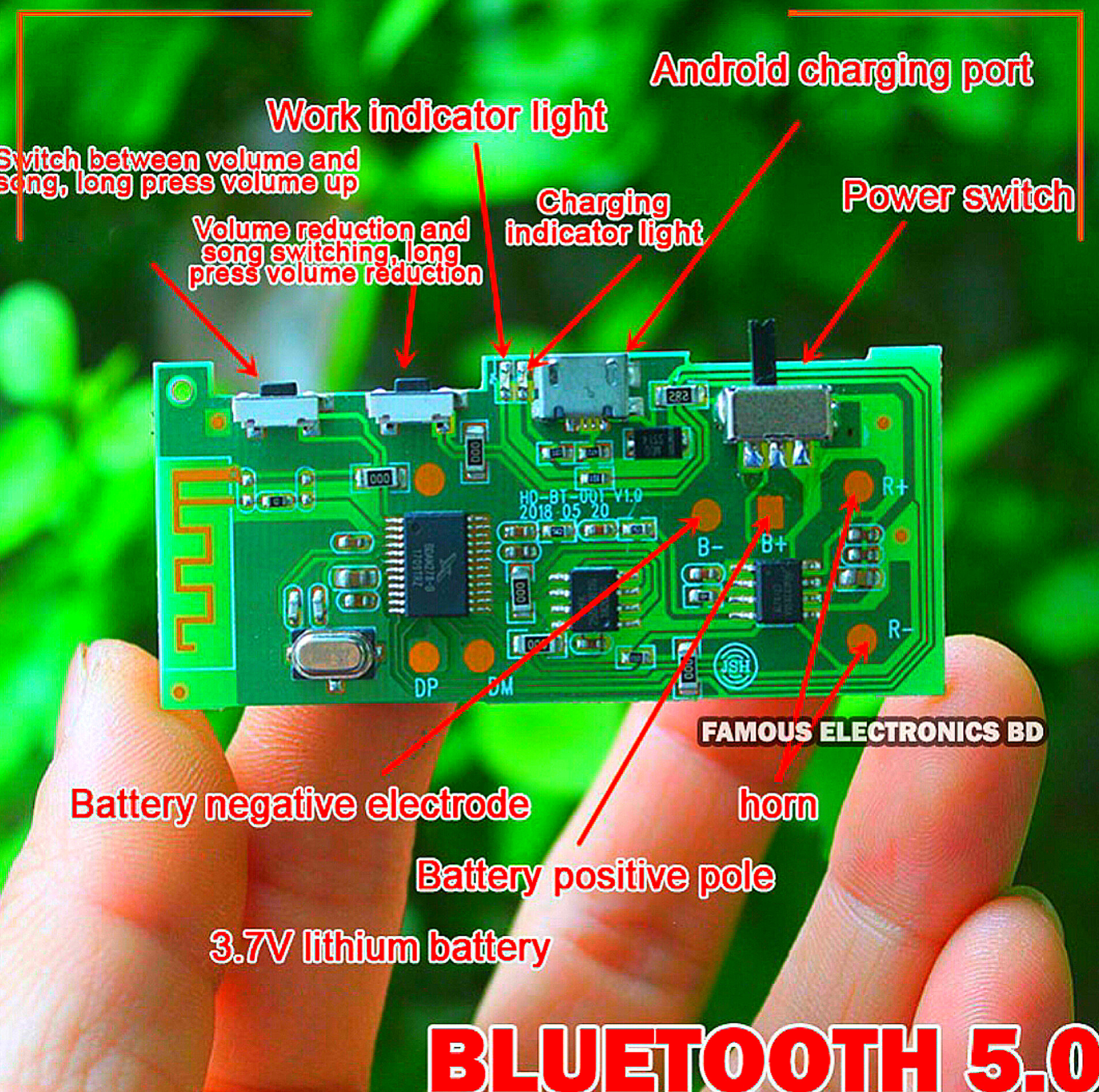 Multifunctional Bluetooth power amplifier board 3.7V 5W power amplifier circuit board audio module Premium Quality Sound