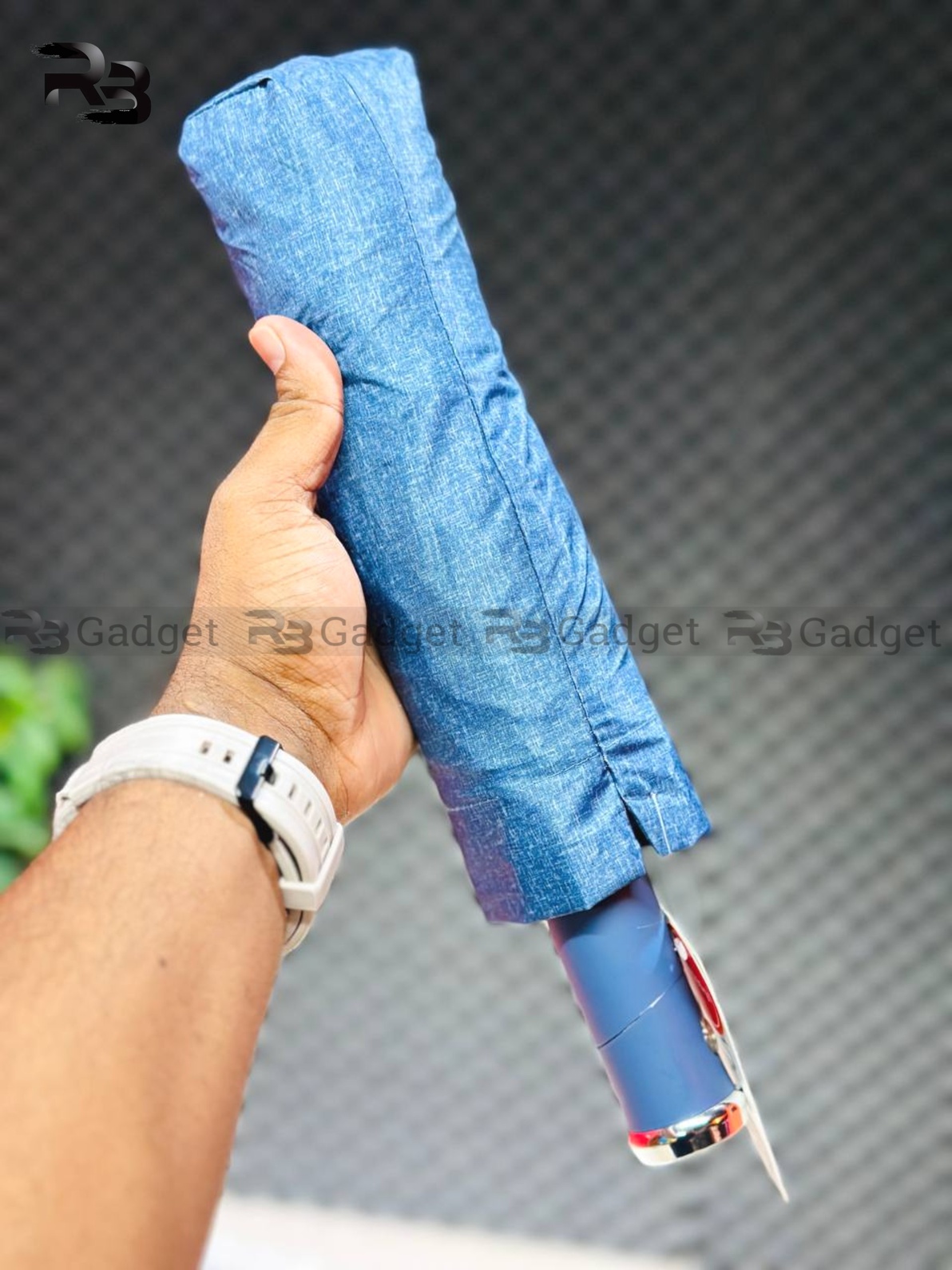 Premium 12-Ribs Automatic Umbrella With Flash Light – Blue_img_1