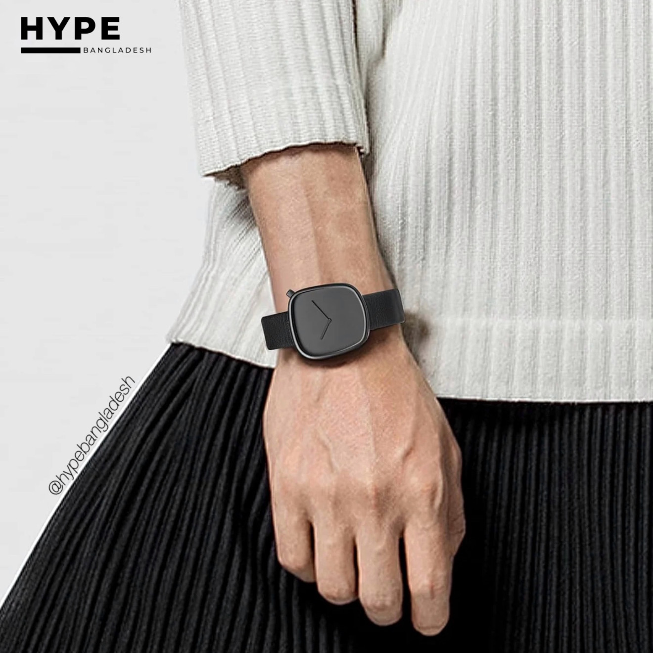 TOMI T-077 Unisex Leather Belt Casual Quartz Wrist Watch (Black)_img_2