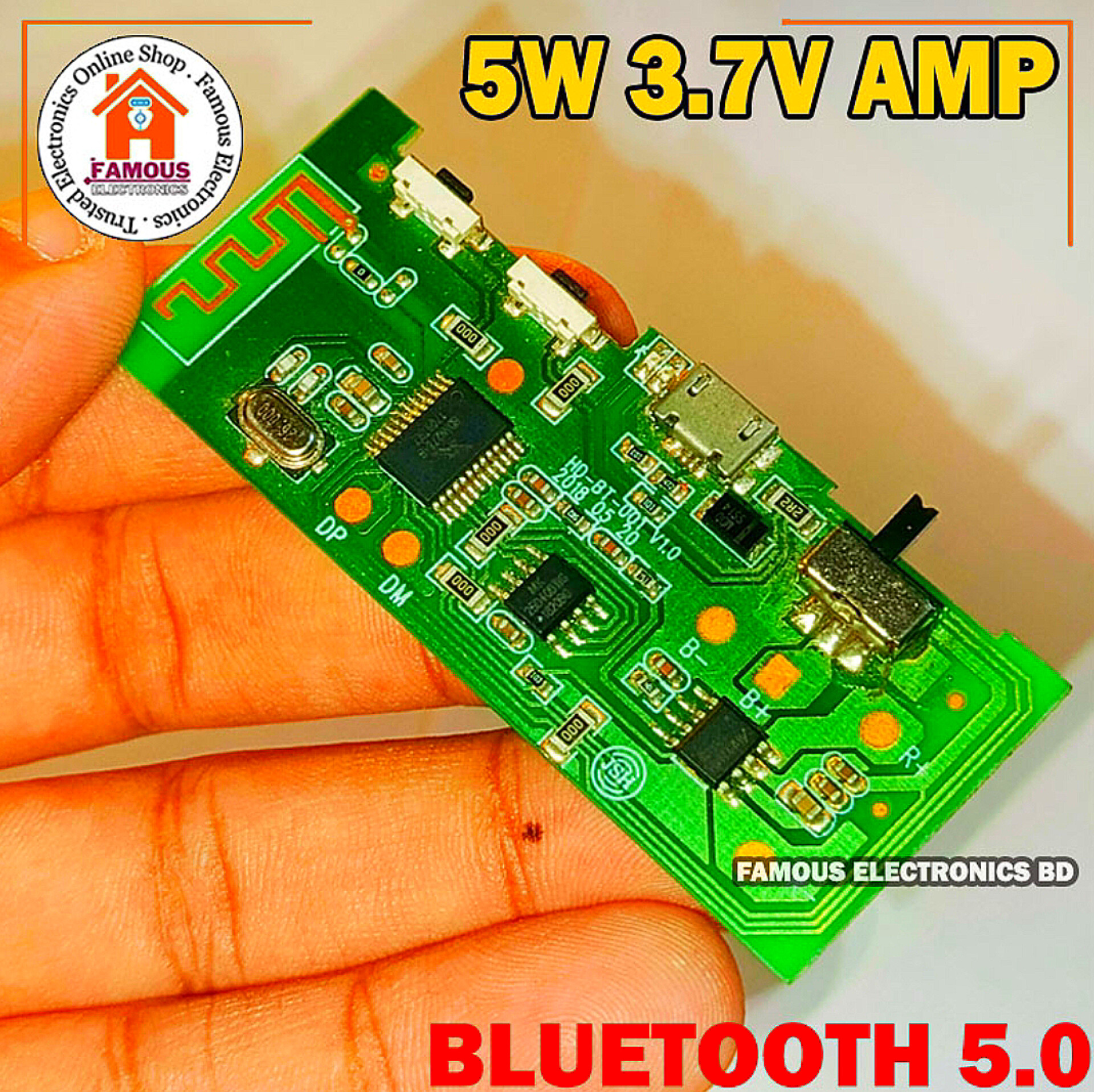 Multifunctional Bluetooth power amplifier board 3.7V 5W power amplifier circuit board audio module Premium Quality Sound_img_6