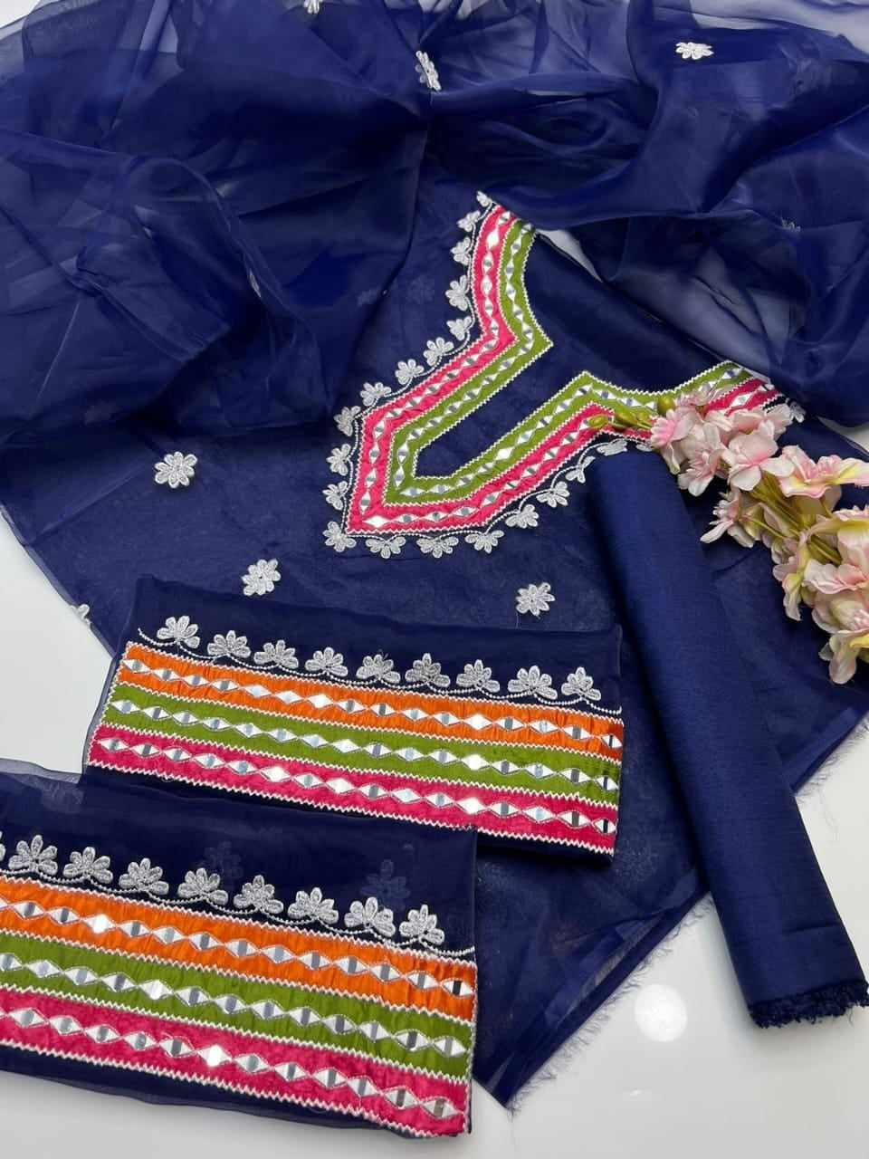 Readymade Georgette Dollar and Embroidery Work Three Piece_img_0