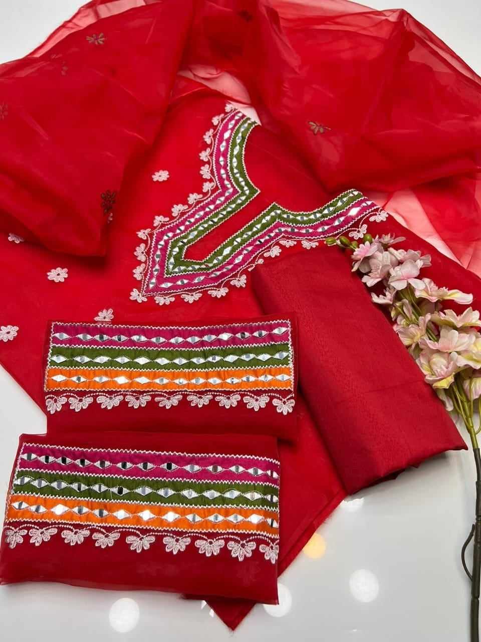 Readymade Georgette Dollar and Embroidery Work Three Piece_img_0