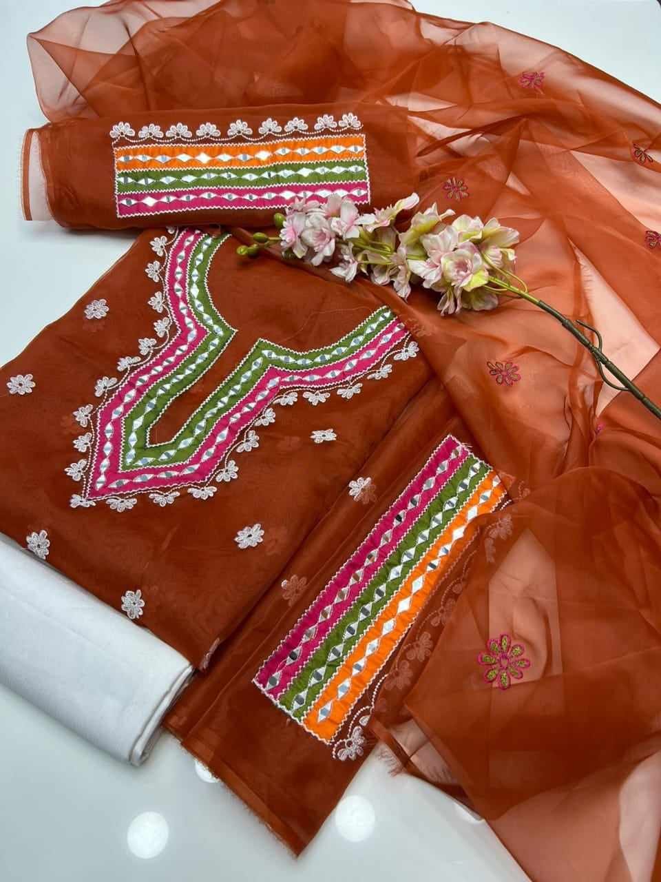 Readymade Georgette Dollar and Embroidery Work Three Piece_img_0