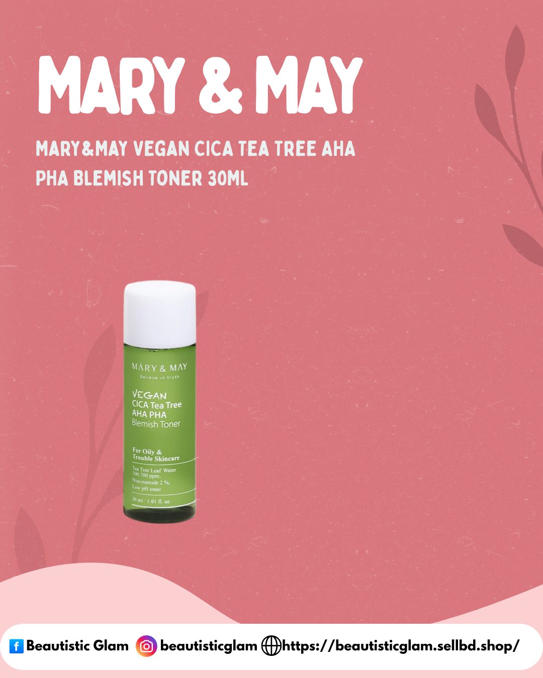 Mary&May Vegan CICA Tea Tree AHA PHA Blemish Toner 30ML