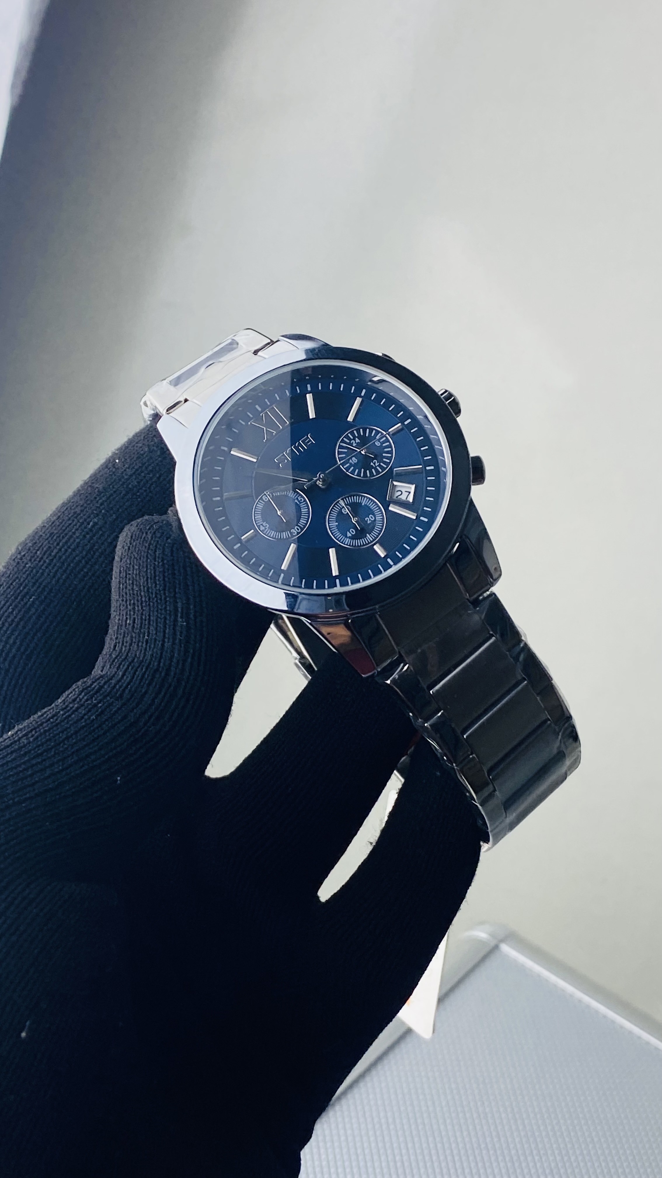 SKMEI 9097 Classic Design Stainless Steel Chronograph Quartz Watch For Men_img_1