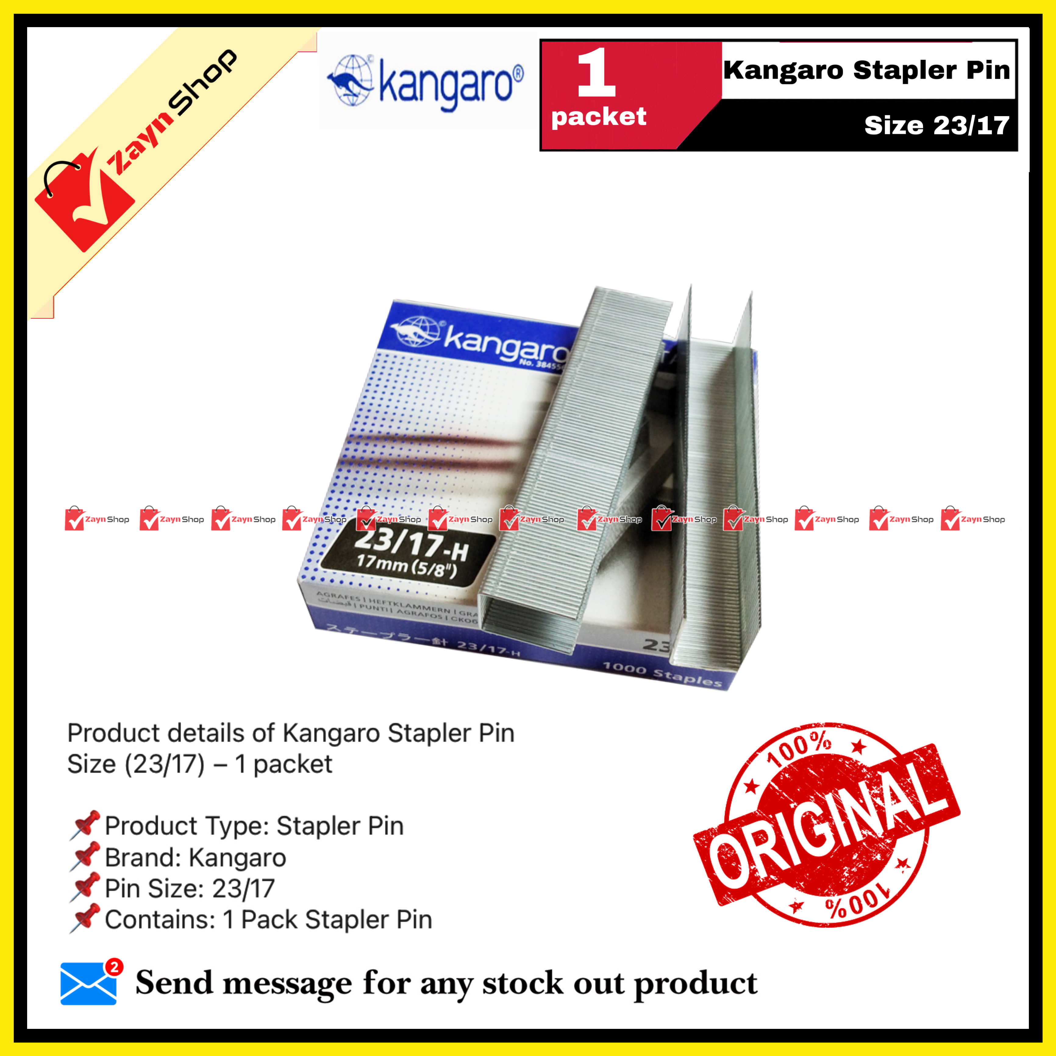 Kangaro Stapler Pin Size 23/17 1 packet_img_0