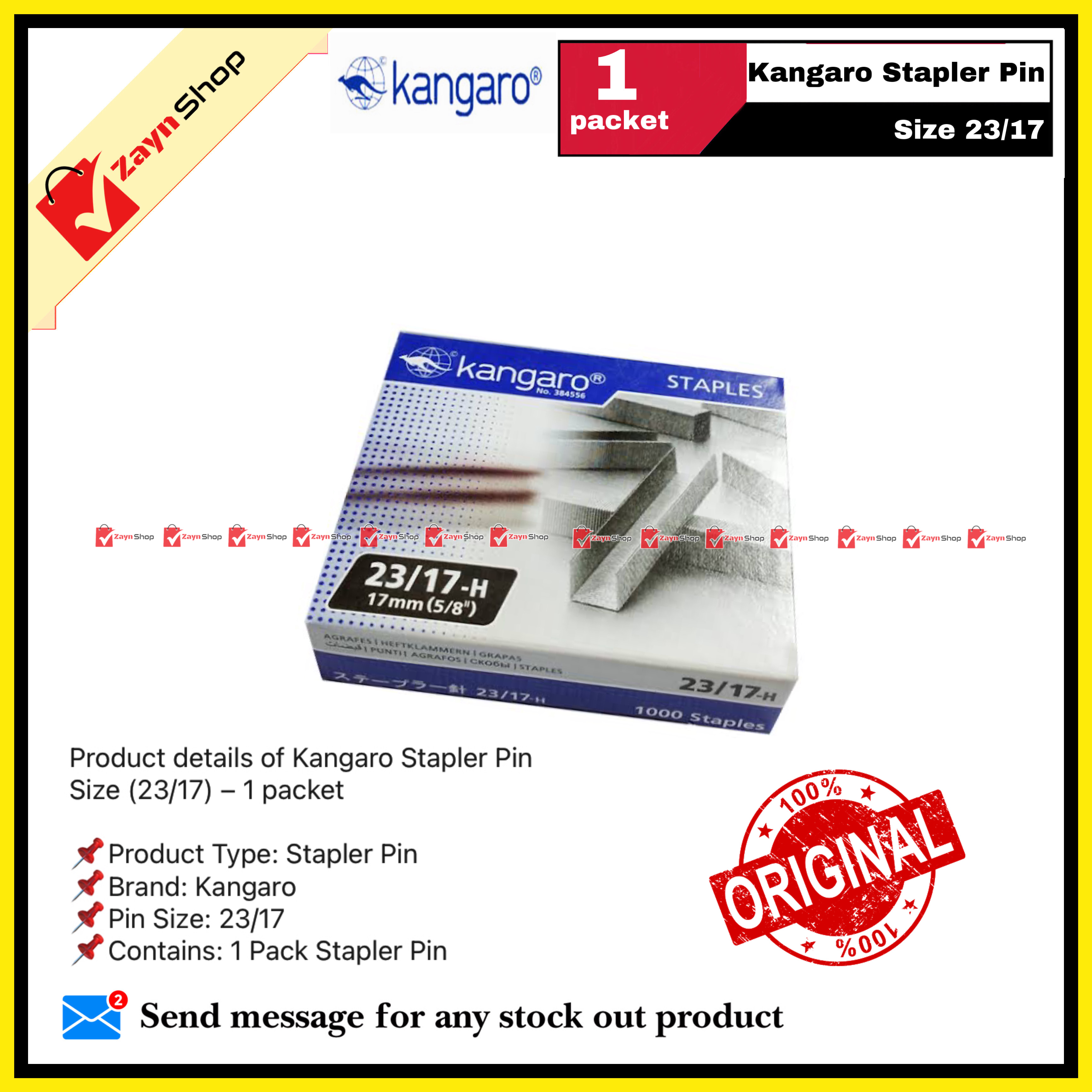 Kangaro Stapler Pin Size 23/17 1 packet_img_1