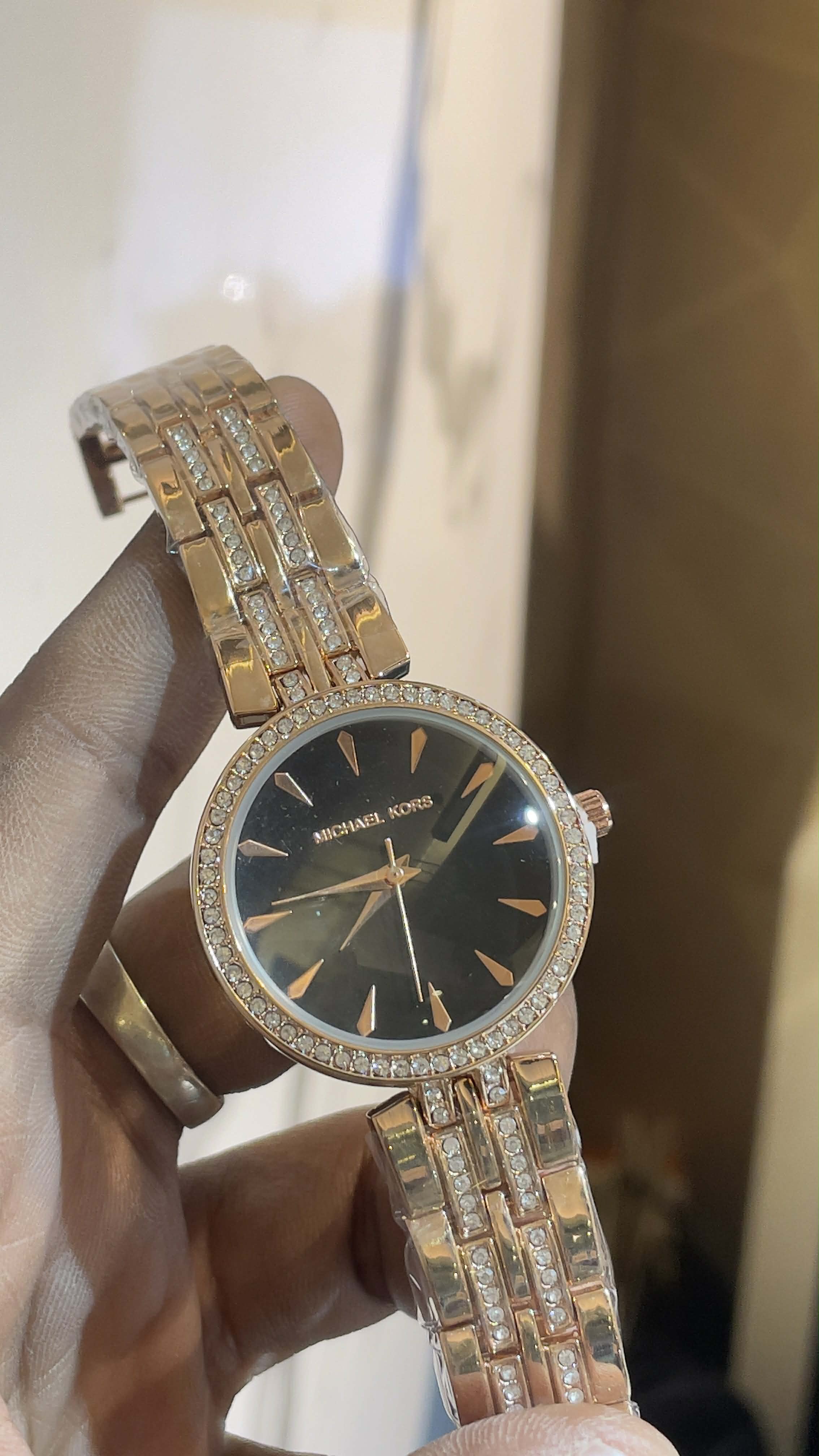 Michael Kors Women's Mini Darci Crystal set Black Dial