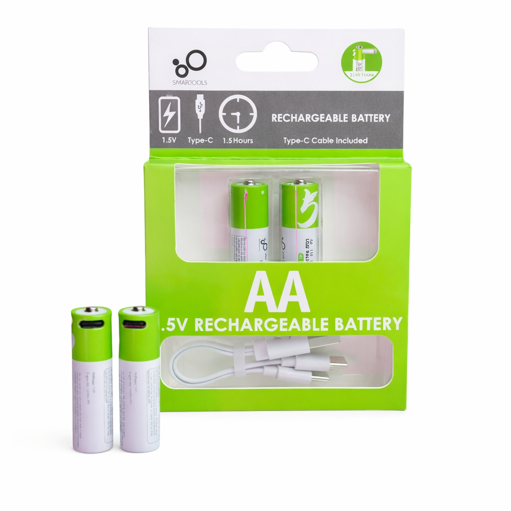 2pcs AA 1.5V Type-C Rechargeable Battery with Type-C Cable
