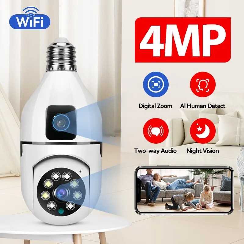 Dual Lens CCTV Bulb WiFi IP Camera 1080P Night Vision_img_2