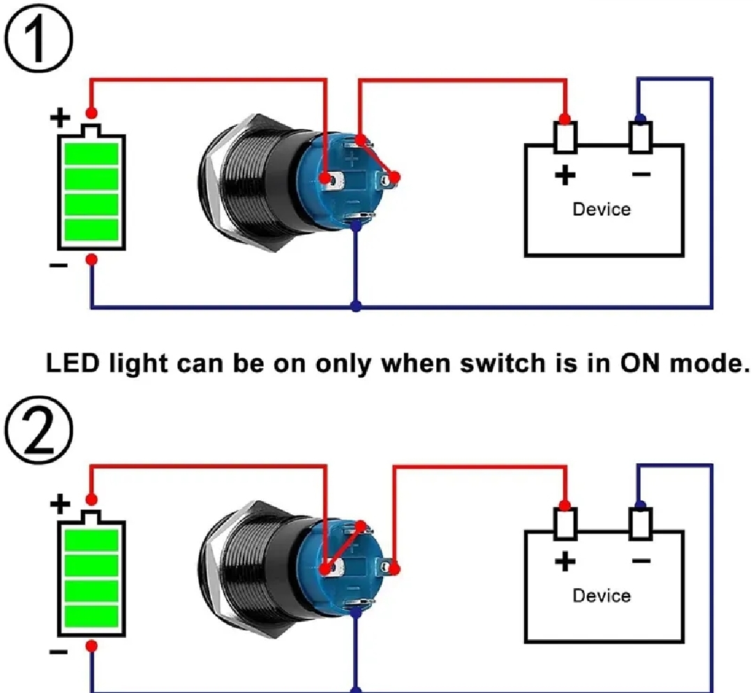 1pcs 12mm Latching Push Button Switch Blue LED Waterproof Metal_img_1