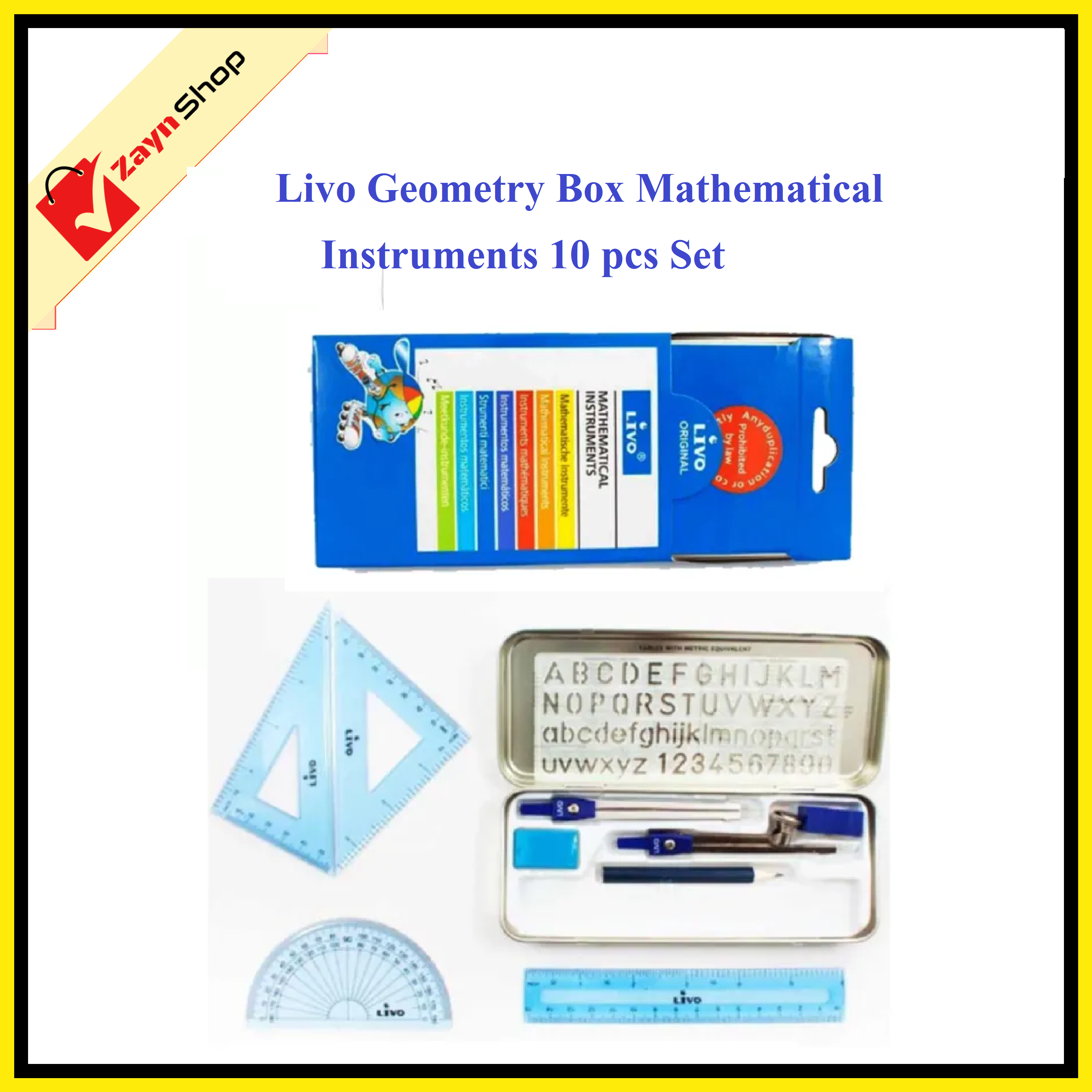 Livo Geometry Box Mathematical Instruments 10 pcs Set_img_0