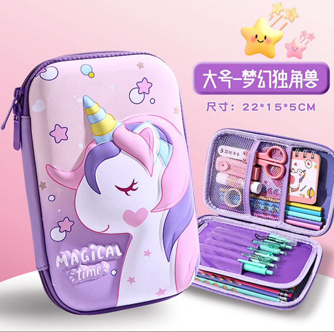 Large Capacity Unicorn Pencil Case 3D Stereo EVA Stationery Case
