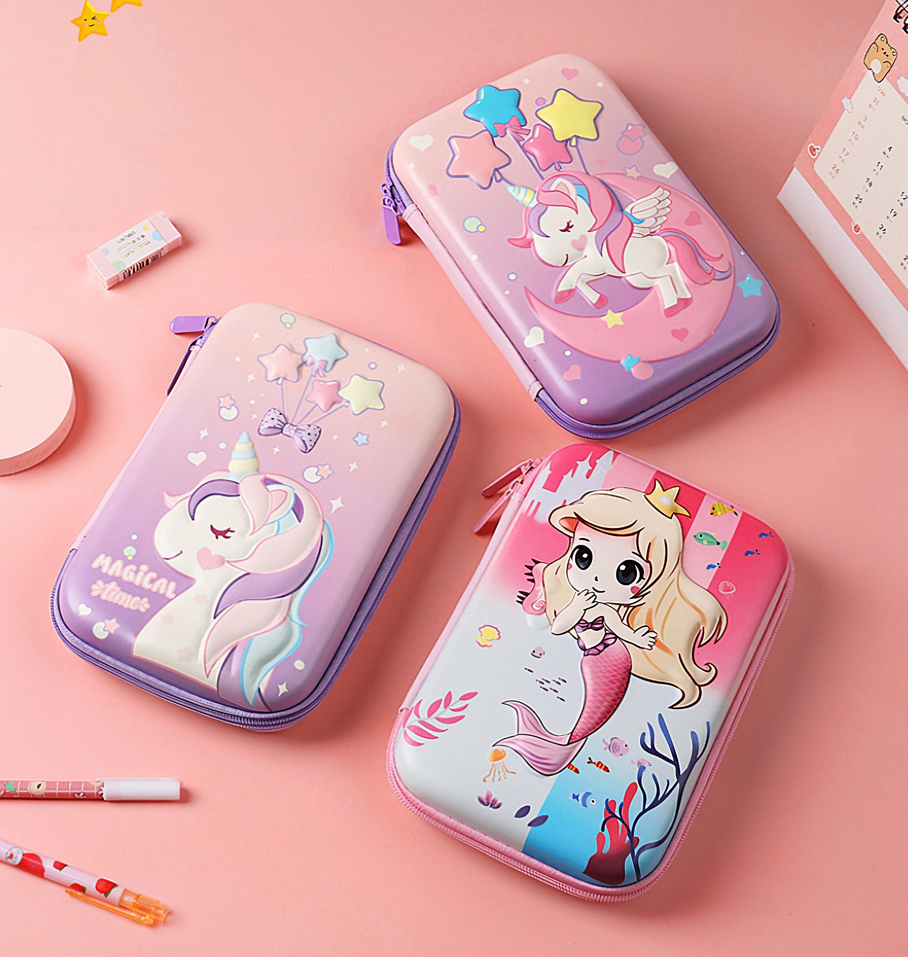 Large Capacity Unicorn Pencil Case 3D Stereo EVA Stationery Case_img_3