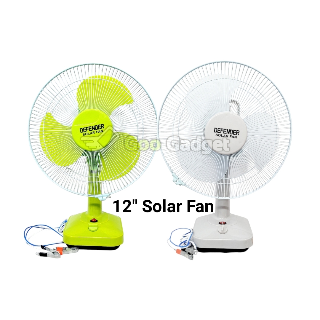 DEFENDER 12-Inch Solar Fan | 12V 1.1A DC | Dual Color | Speed Control & Rotation | For Lithium & Acid Battery